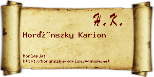 Horánszky Karion névjegykártya